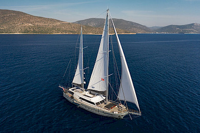 Yacht Virtuoso aerial view