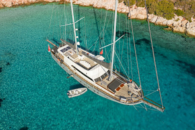 Yacht Virtuoso aerial view