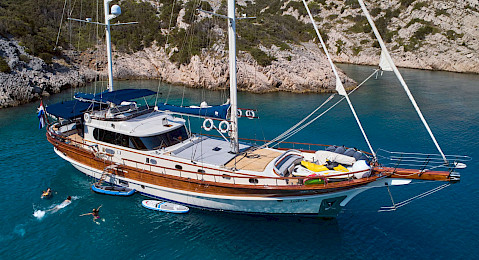 Yacht Lotus on anchor