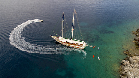 Yacht Ecce Navigo aerial view