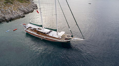 Yacht Ecce Navigo aerial view