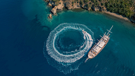 Yacht Lycian Queen aerial view