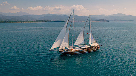 Yacht Lycian Queen aerial view