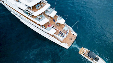 Yacht Coral Ocean aerial view